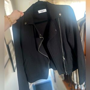 CJLA Black Motorcycle-Jacket Style Sweatshirt